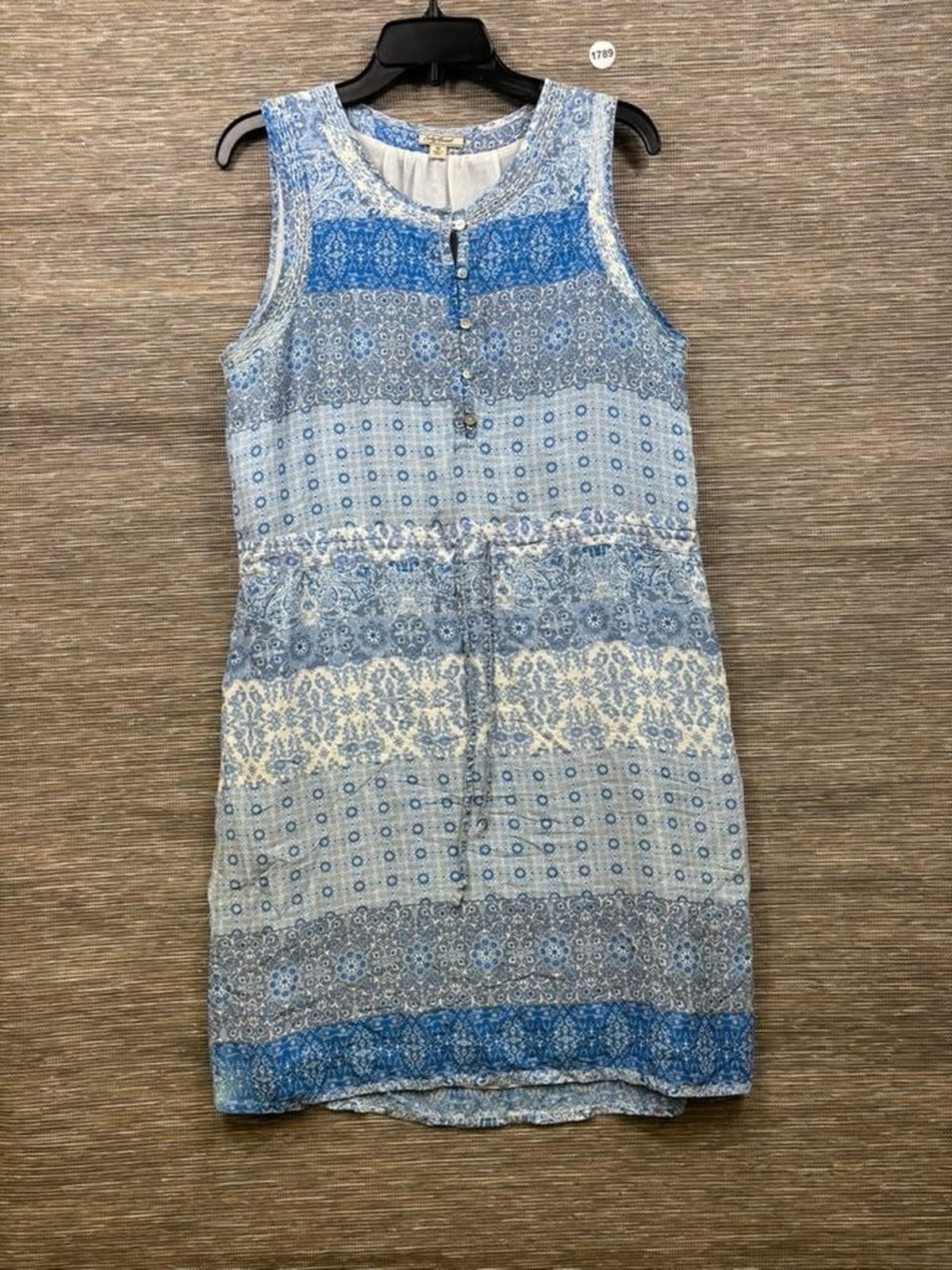 Lucky Brand Boho Floral Print Sundress Womens Size M Blue Sleeveless Knee Length